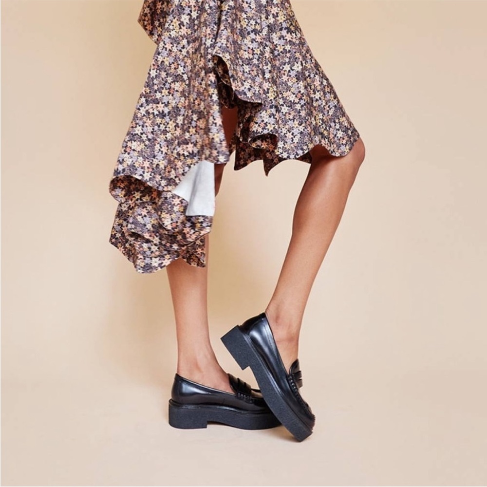 Loeffler Randall loafer 6M Rikki black leather chunky platform